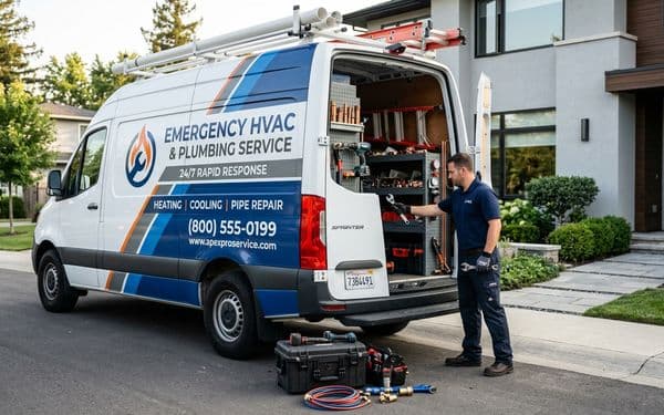 Emergency HVAC repair dispatched van